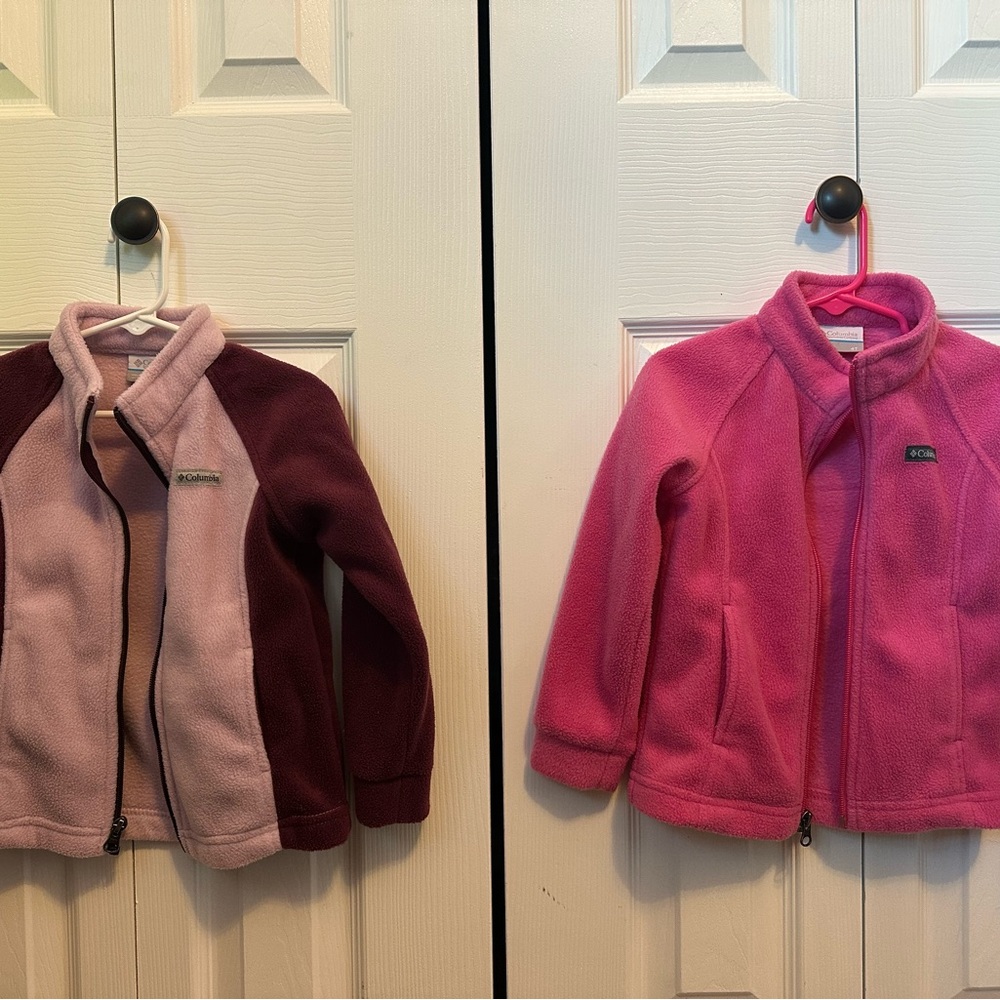 Columbia Kids' Fleece Jackets - Pink and Dark/Light Purple